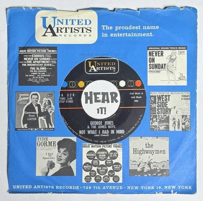 Melodic Classic Country 45 GEORGE JONES Not What I Had In Mind / I Saw UA mp3 Foto 1 de 3