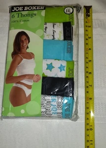 Joe Boxer Cotton Thong Panties SIZE 8 New In Package 6 Pair Kmart Fits 14-16 NIP - Picture 1 of 7