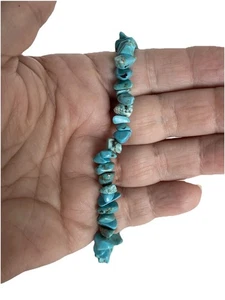 Blau poliertes Türkis Nugget Armband, Sterlingsilber  - Bild 1 von 10