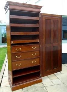 7' Tall Antique Victorian Mirror Door 7 Drawer Linen Press Housekeepers Cabinet - Picture 1 of 24