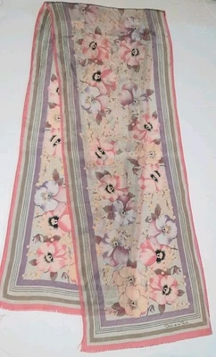 VTG Oscar De La Renta Silk Floral Scarf 10"x50" - Image 1 of 4