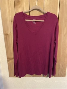 Members Mark Violet Long Sleeve V Neck Top Size XXL NWOT - Picture 1 of 2
