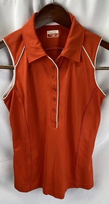 Polo Slazenger Sin Mangas Naranja Para Mujer Talla Pequeña Botón Delantero Golf Tenis Foto 1 de 4