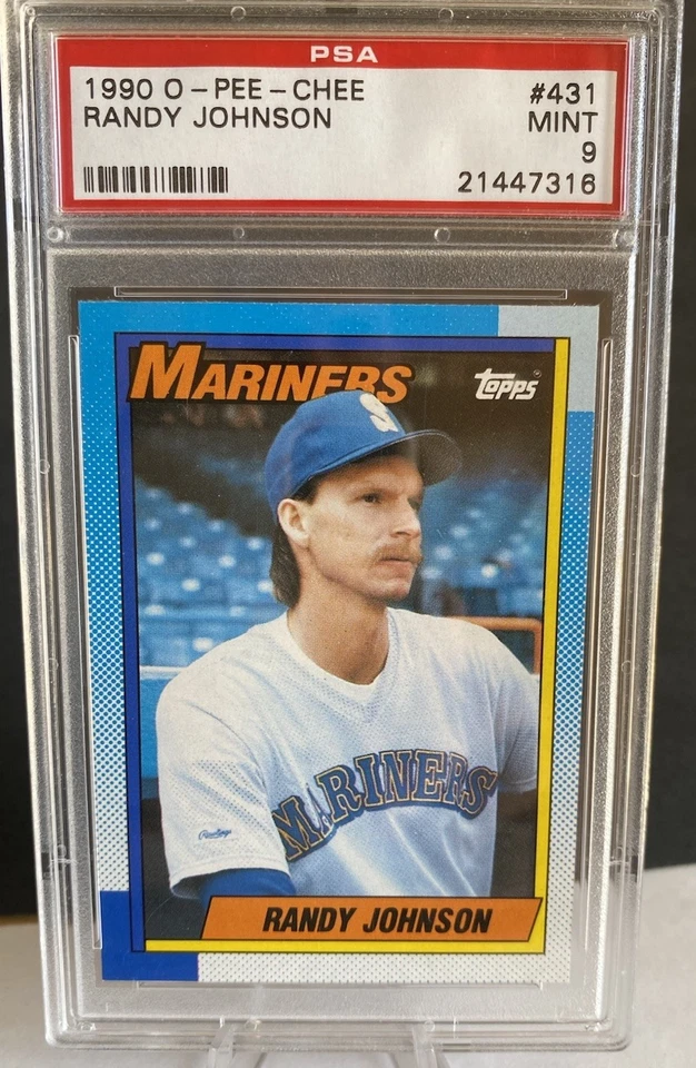 1990 O-PEE-CHEE RANDY JOHNSON PSA 9 🔹POP 6 (ONLY 1 HIGHER)🔹BIG UNIT SCARCE OPC - Image 1 of 2