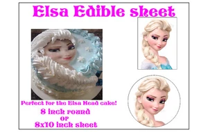 ELSA head cake Edible decoration frosting sheet image topper party Frozen anna - Picture 1 of 5