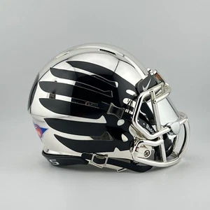 Oregon Ducks CUSTOM Silver Chrome with Visor & Black Wings Mini Football Helmet - Picture 1 of 3