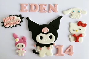 Essbare Sanrio Kuromi Kuchen Topper Fondant Zuckerpaste Dekoration - Bild 1 von 20