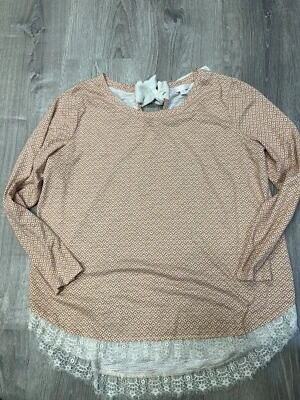 Lauren Conrad XL Camisa Blusa Floral Encaje Cerradura Espalda Corbata Cinta Manga Larga Foto 1 de 2