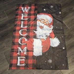 Bandera de jardín colgante de doble cara de Navidad Santa Claus bienvenida 27 x 39 - Imagen 1 de 11