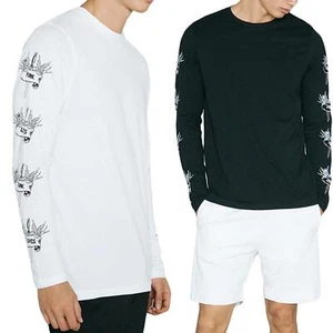 Mens Long Sleeve T Shirts Crew Neck Stretchable 100% Cotton Tee Shirt Brave Soul - Picture 1 of 26