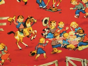 Ride'em Cowboy Michael Miller Retro Vintage Children Kids Birthday OOP HTF RARE - Picture 1 of 1