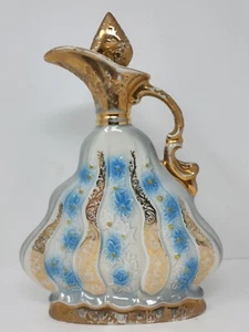 MCM Vintage Jim Bean Empty Whisky Decanter Bottle 1970 Italian Style Blue Gold - Imagen 1 de 10
