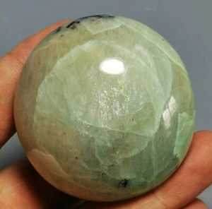 RARE NATURAL green moonstones QUARTZ CRYSTAL Sphere Palm HEALING - Picture 1 of 8