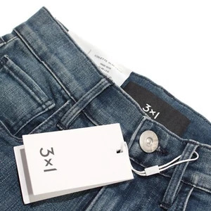 3x1 NWT Jeans Size 23 US Colette Slim Crop Solid Blue Cotton Blend - Picture 1 of 18