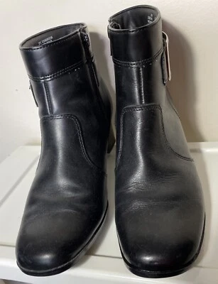 Thom McAn Mujer Botas Botines Vintage Negro Cuero Bloque Tacón Talla 8.5W Foto 1 de 4