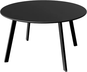 round Steel Patio Coffee Table, Weather Resistant Outdoor Large Side Table, Blac - Picture 1 of 12