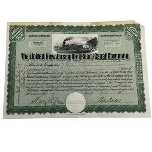 1918 The United New Jersey Railroad & Canal Co. Stock Certificate 10 Shares - Picture 1 of 10