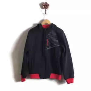 Pearl Izumi Small Red Black White Full Zip Thermal Hoodie Jacket Men Wool Blend - Picture 1 of 7