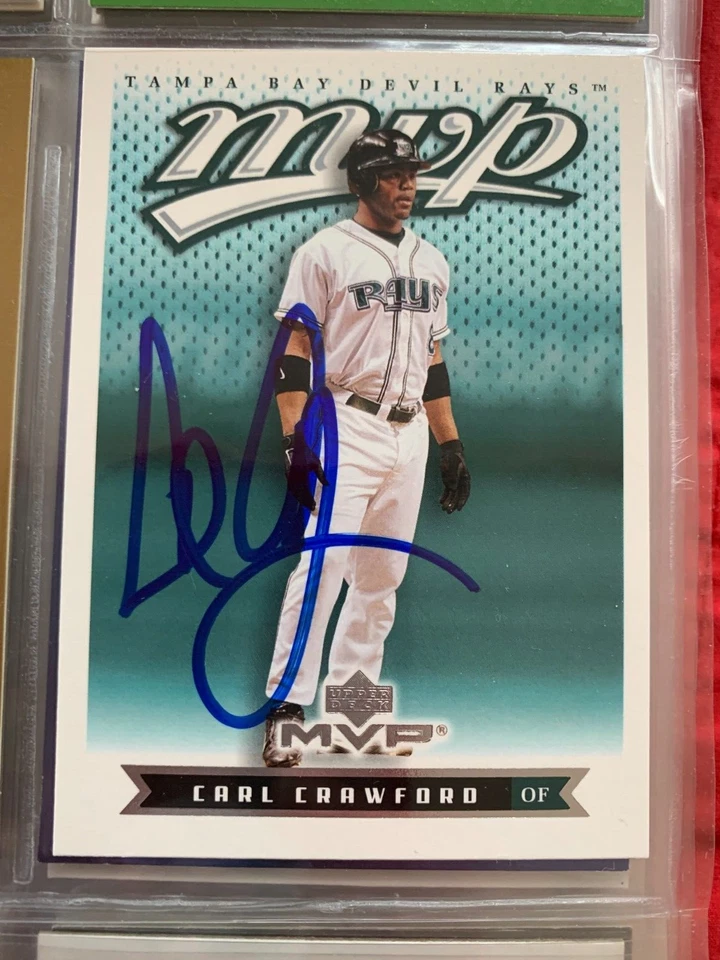 CARL CRAWFORD AUTOGRAPHED SIGNED 2003 UPPER DECK MVP CARD COA - Image 1 of 1
