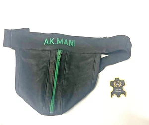 Herren Leder Jockstrap Schwarz Echt Naturleder Reißverschluss Jocks Weich AK-87 - Bild 1 von 2