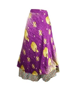 Sari Silk Wrap Skirt XL 64" Fair Trade 16 18 20 22 Hippy Boho Ethnic Ethical - Picture 1 of 2