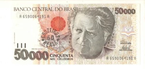 Billetes Brasil 50 Cruzeiros Reales 1993 C234 - P-19P-237a - UNC A6590064191A - Imagen 1 de 2