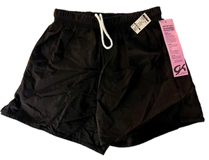 GK BLACK NYLON BOXER SHORTS CHILD UNISEX LARGE GYMNASTIC RUNNING ACTIVEWEAR SZ L - Picture 1 of 8