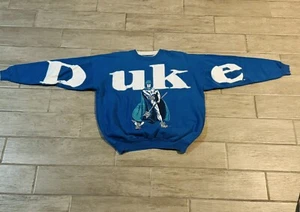 Vintage 90s Duke Blue Devils Spellout Sweatshirt Crewneck XL Two Tone NCAA - Picture 1 of 13