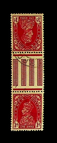 INDIA KG VI 1a TETE BETCHE GUTTER PAIR GOOD USED STAMPS SCARCE Cover