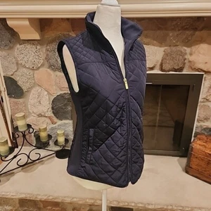 British Khaki Damen Steppweste Full Zip Small Blau Strickeinsätze Gefüttert Taschen - Bild 1 von 13