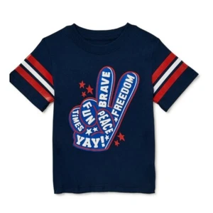 Baby Boy 12M 4Th Of July PATRIOTIC T SHIRT Navy Stars & Stripes BNWT - Picture 1 of 3