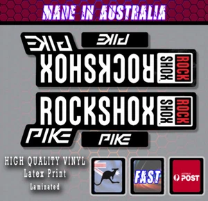 Rockshox Pike style Fork Decal Black White Stickers Laminated Rock shox  - Picture 1 of 1