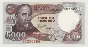 Colombia 5000 Pesos 5-8-1987 Pick 435.a UNC Uncirculated Banknote - Picture 1 of 2