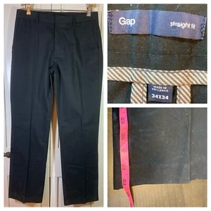Gap Black Khakis Basic pantaloni chino uomo 34x34 piatto davanti uniforme server - Foto 1 di 13
