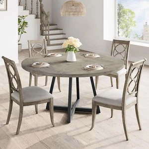 Round Dining Table 47 Inch Dinner Table for for 4 to 6 Industrial Dining Room - Picture 1 of 8