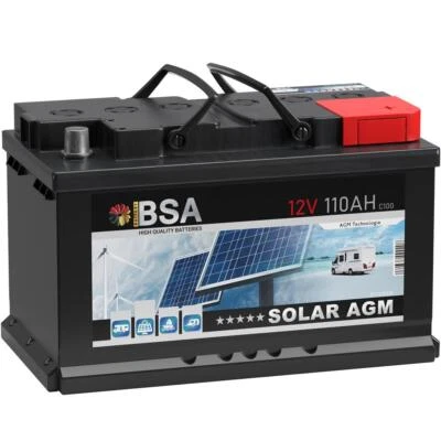 AGM Batterie 12V 110Ah Solarbatterie Wohnmobil Batterie Bootsbatterie Akku 100Ah - Bild 1 von 4