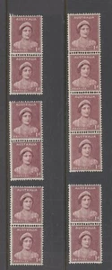1941 QM 1d Maroon Die II “COIL PAIR” SG 181a, BW 183bb, group of 6 MUH pairs. - Bild 1 von 2