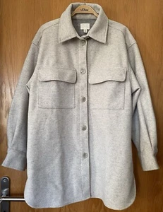 Hemd-Jacke Long H&M Größe M Wollweiß/Grau Top Zustand 🌹 - Bild 1 von 6