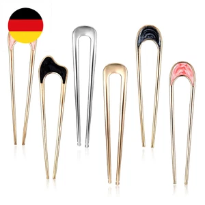 6 Stück U-förmige Haarnadeln Vintage Metall Haarspange Gold Silber für Chignon H - Bild 1 von 7