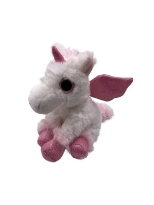 Plüschtier Stofftier Kuscheltier Fabelwesen Pferd Einhorn weiß/rosa H 20 cm Weiß - Bild 1 von 3