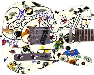 Led Zeppelin Facsimile Autographed Signed Graphics Photo Guitar - Picture 1 of 3