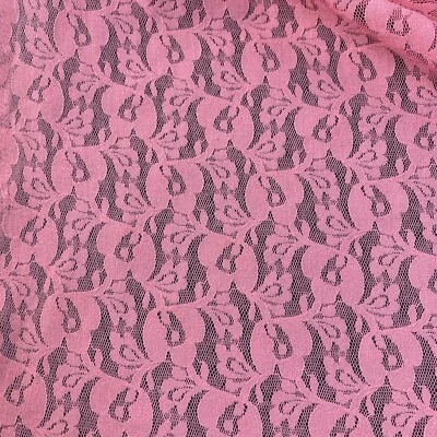 Embroidered Stretch Lace Apparel Fabric Sheer Floral Pink 2 yd x 68" - Image 1 of 4