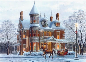 Victorian White Christmas Holiday Snow Sleigh Ride Jingle Bells SIGNED Souders - Picture 1 of 1