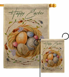 Nido de Pascua Arpillera Jardín Bandera Primavera Decorativo Regalo Patio Casa Banner - Imagen 1 de 19