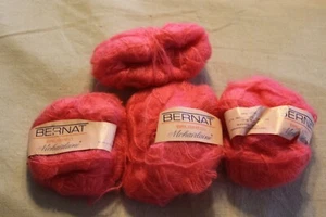 BERNAT BRUSHED MOHAIRLAINE Lot of 4 One Ounce Balls Wild Rose Made In USA - Picture 1 of 4