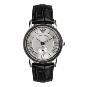 Emporio Armani Women's Watch Stainless Steel Silver Leather Black Gift AR0367 NEW - Picture 1 of 4