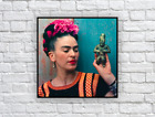 Frida Kahlo with Olmec figurine (1939), Vintage Photograph Print / Wall Decor