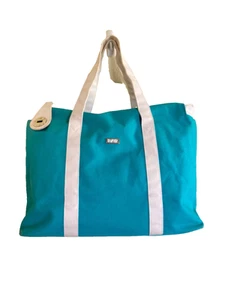 Michael Kors "Island" Tasche Canvas Reise Strandtasche türkis blau Reißverschluss 17x13x7" - Bild 1 von 14