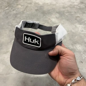 Huk Performance Visor Hat Grey White Hook & Loop Head Wear Fishing Golf Tennis - Picture 1 of 7