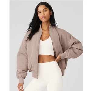Alo Yoga Urbanite Faux Fur Lined Bomber Jacket Taupe / Ivory Size XS EUC - Picture 1 of 24